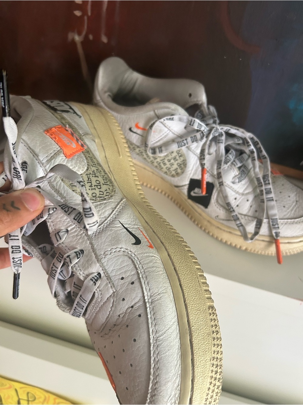 Nike Air Force 1 Low ’07 PRM Just Do It White Orange 2018 Men 6.5 Women 8 - Picture 8 of 16